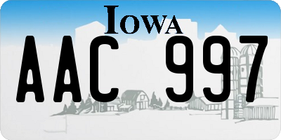 IA license plate AAC997