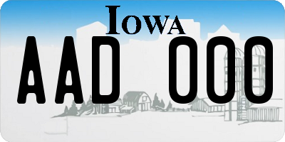 IA license plate AAD000