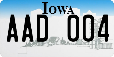 IA license plate AAD004