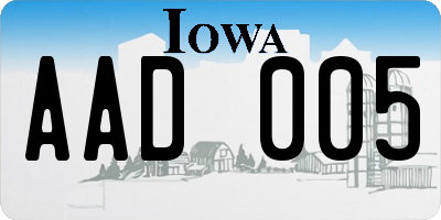 IA license plate AAD005