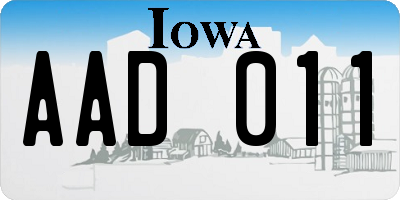 IA license plate AAD011