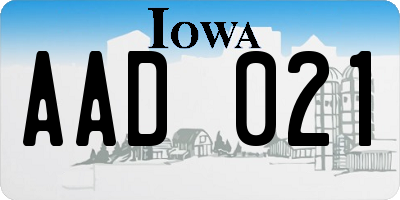 IA license plate AAD021