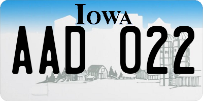 IA license plate AAD022