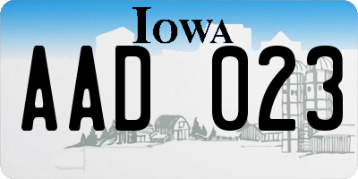 IA license plate AAD023