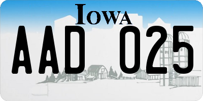 IA license plate AAD025