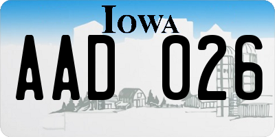 IA license plate AAD026