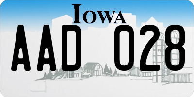 IA license plate AAD028