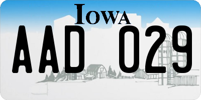 IA license plate AAD029