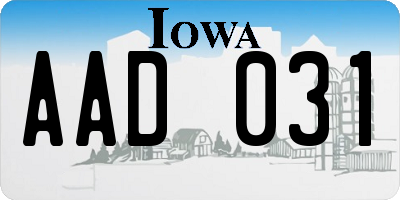 IA license plate AAD031