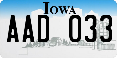 IA license plate AAD033