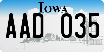 IA license plate AAD035