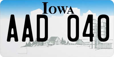 IA license plate AAD040