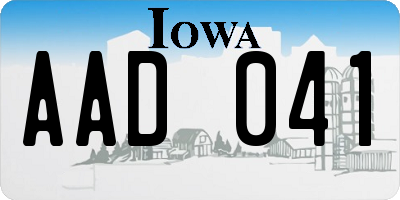 IA license plate AAD041