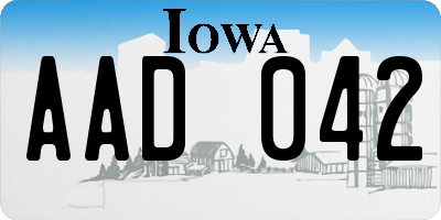 IA license plate AAD042