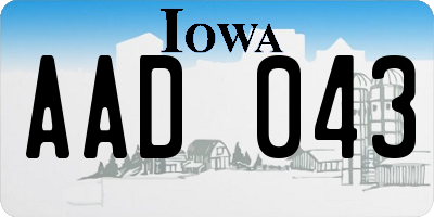 IA license plate AAD043