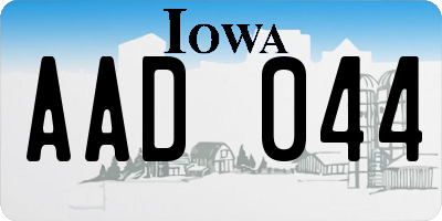 IA license plate AAD044