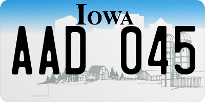 IA license plate AAD045