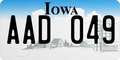 IA license plate AAD049