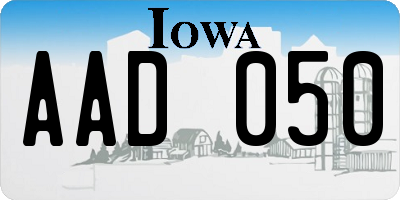 IA license plate AAD050