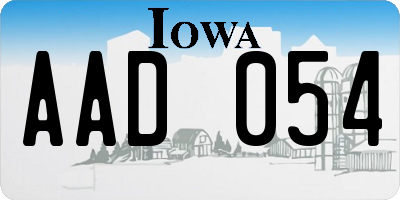 IA license plate AAD054