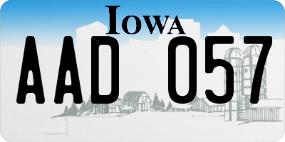 IA license plate AAD057