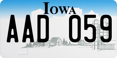 IA license plate AAD059