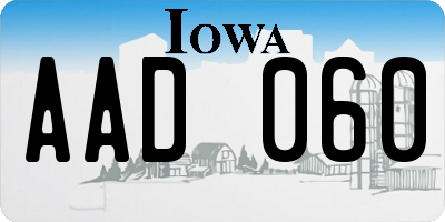 IA license plate AAD060