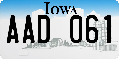 IA license plate AAD061