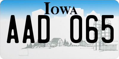 IA license plate AAD065