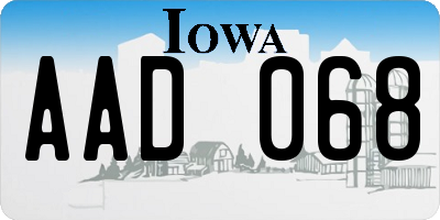 IA license plate AAD068