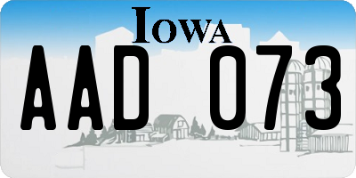 IA license plate AAD073