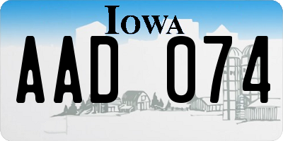 IA license plate AAD074