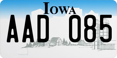 IA license plate AAD085