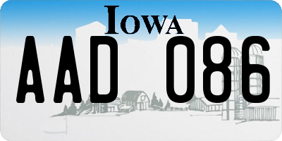 IA license plate AAD086