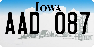 IA license plate AAD087