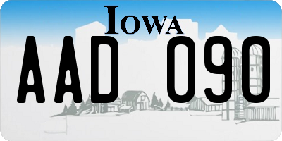 IA license plate AAD090