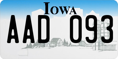 IA license plate AAD093