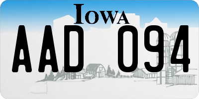 IA license plate AAD094
