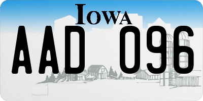 IA license plate AAD096
