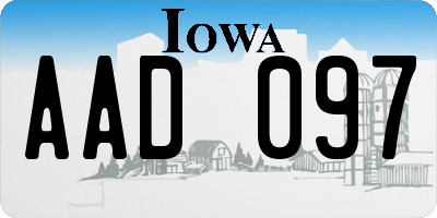 IA license plate AAD097