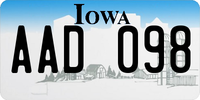 IA license plate AAD098