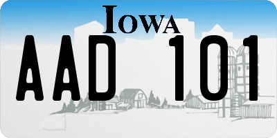 IA license plate AAD101