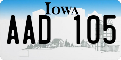 IA license plate AAD105