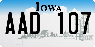 IA license plate AAD107