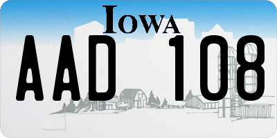 IA license plate AAD108