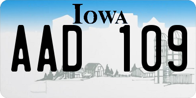 IA license plate AAD109
