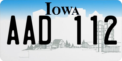 IA license plate AAD112
