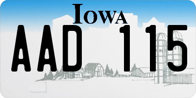 IA license plate AAD115