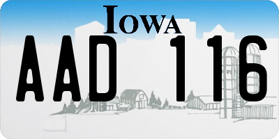 IA license plate AAD116