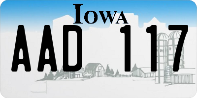 IA license plate AAD117